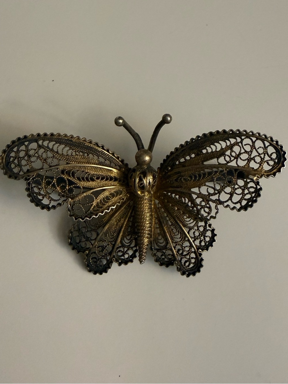 Sterling silver vintage Filigree Butterfly pin